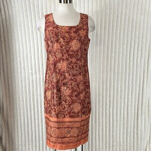 Peruvian Connection Pima Cotton sleeveless sheath silhouette dress. Sz10 boho.